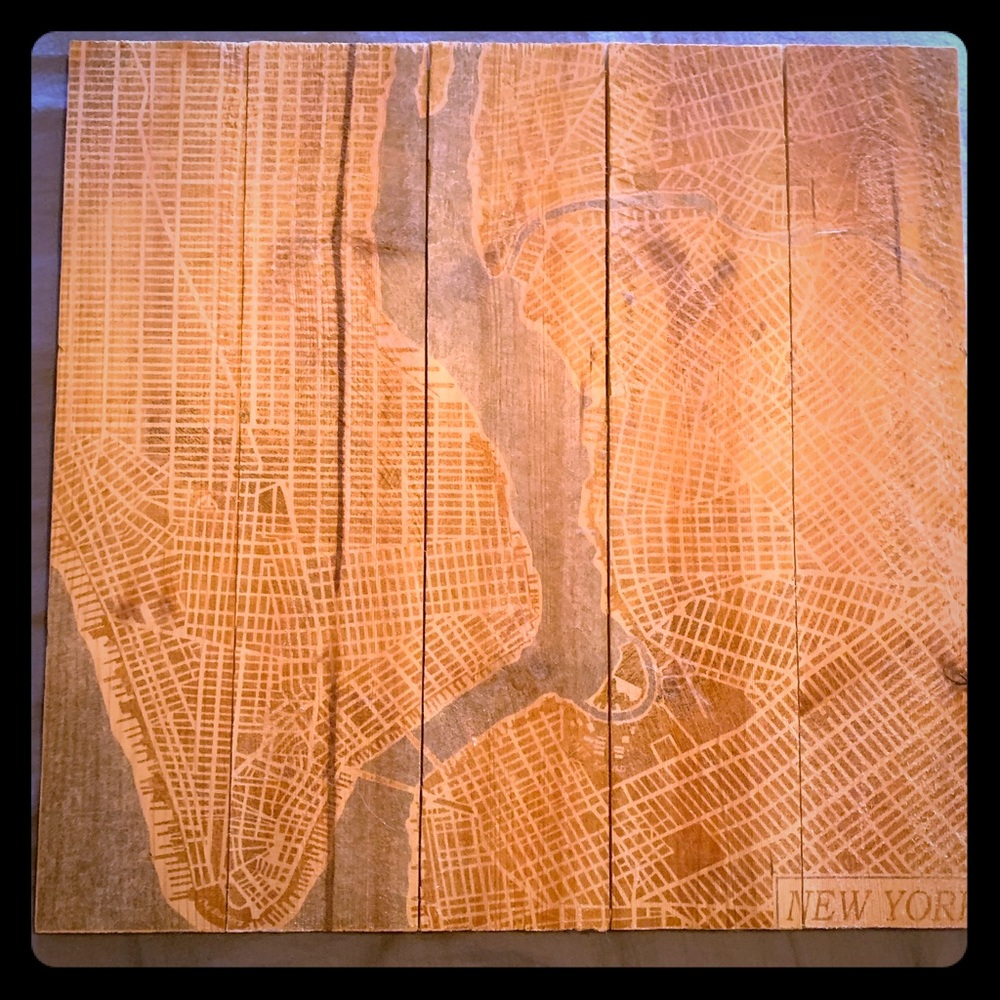 Wooden NYC street sign